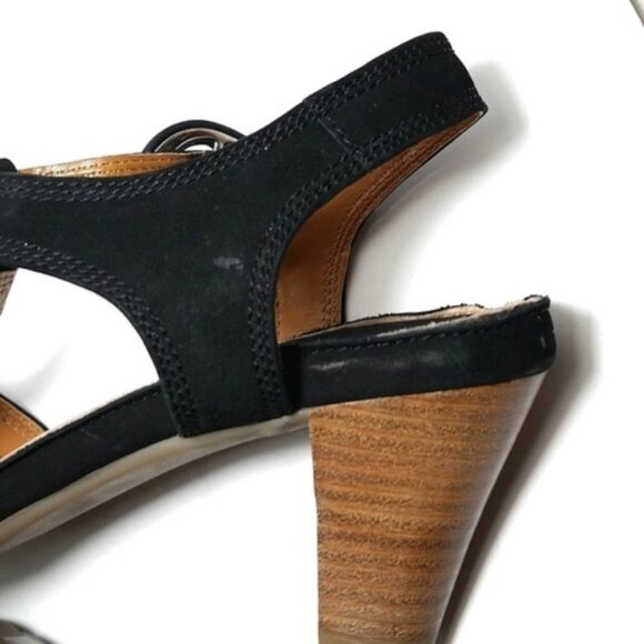Ara T Strap Suede Heeled Sandals Black sz 8.5 - Picture 8 of 8